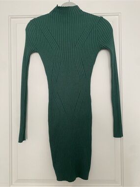 Lulu's Forest Green Ribbed Long-Sleeve Knit Dress